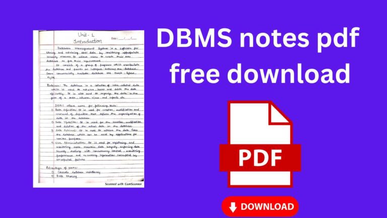 dbms notes pdf free download
